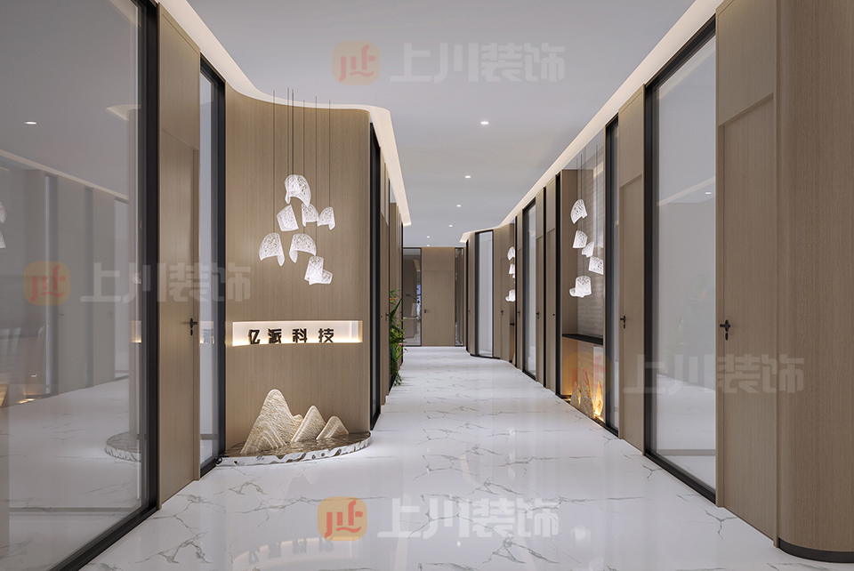 佛山禪城區(qū)綠地科技公司辦公室設(shè)計效果圖案例